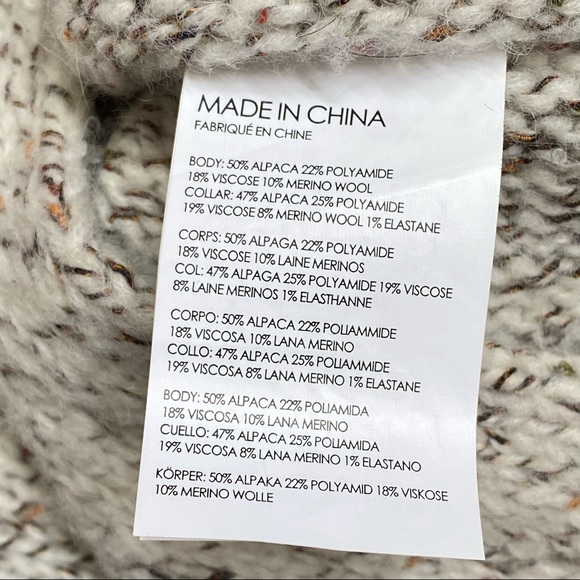 Club Monaco cream tan chunky knit ribbed turtleneck poncho sweater - Picture 9 of 10